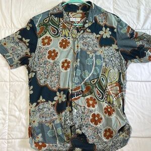 Seaplane Men’s Abstract Floral Print Button Up Shirt Medium